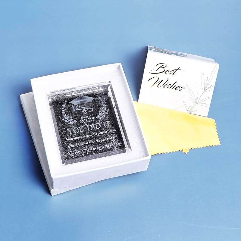YWHL Inspirational Graduation Gift for Her Him, 2026 You Did It Graduate Present, Laser Engraved Crystal Graduation Keepsake for College High School Masters Degree - Image 7