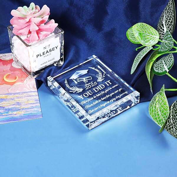 YWHL Inspirational Graduation Gift for Her Him, 2026 You Did It Graduate Present, Laser Engraved Crystal Graduation Keepsake for College High School Masters Degree - Image 8