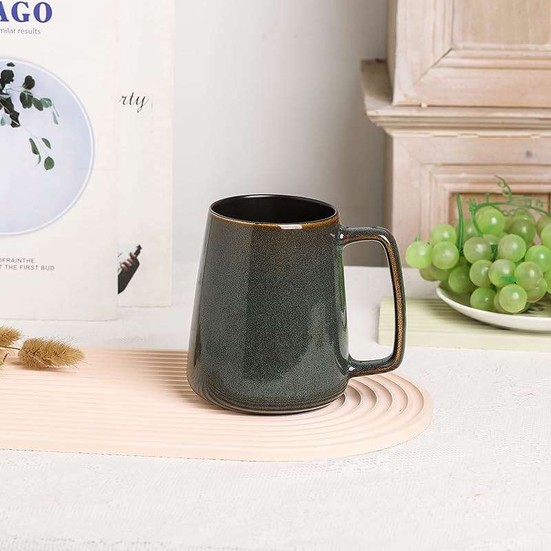 Ceraozmus Large Ceramics Coffee Mugs,24 oz,Large Handle Design,Extra Large Tea and Coffee Cup for Office and Home，Microwave and Dishwasher Safe(Color:24 oz green) - Image 2