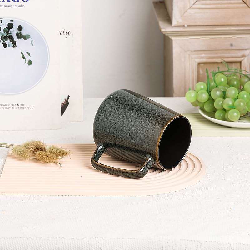 Ceraozmus Large Ceramics Coffee Mugs,24 oz,Large Handle Design,Extra Large Tea and Coffee Cup for Office and Home，Microwave and Dishwasher Safe(Color:24 oz green) - Image 4