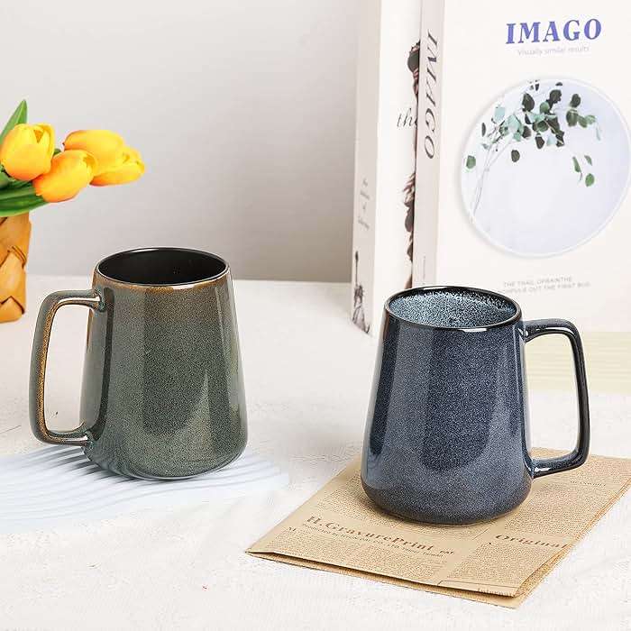 Ceraozmus Large Ceramics Coffee Mugs,24 oz,Large Handle Design,Extra Large Tea and Coffee Cup for Office and Home，Microwave and Dishwasher Safe(Color:24 oz green) - Image 6