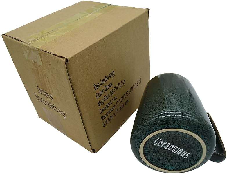 Ceraozmus Large Ceramics Coffee Mugs,24 oz,Large Handle Design,Extra Large Tea and Coffee Cup for Office and Home，Microwave and Dishwasher Safe(Color:24 oz green) - Image 9