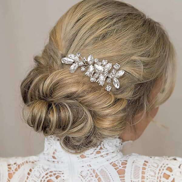 BriLove Wedding Bridal Jewelery for Women Austrian Crystal Teardrop Cluster Statement Necklace Dangle Earrings Link Bracelet Set - Image 3