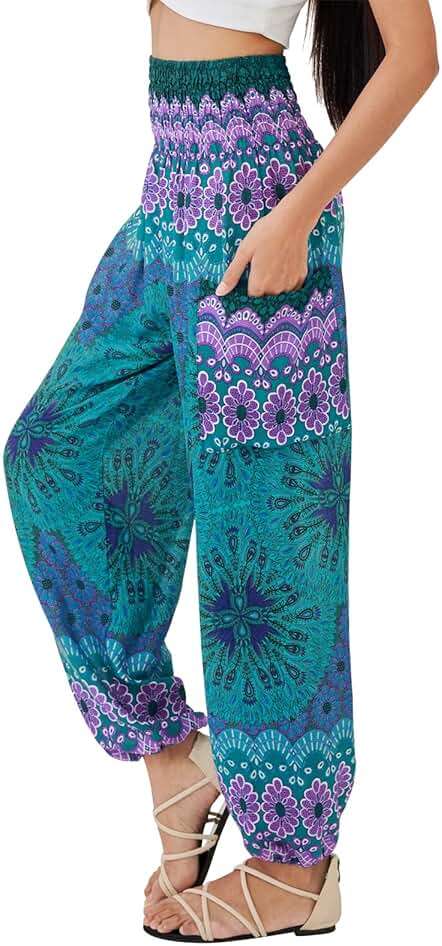 Joob Joob Boho Pants for Women - Hippie Harem Pants Women - Womens Yoga Pants – Comfy Bohemian Flowy Hippie Clothes - Image 1