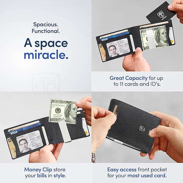 TRAVANDO Mens Wallet with Money Clip AUSTIN RFID Blocking Bifold Credit Card Holder for Men with Gift Box - Image 3