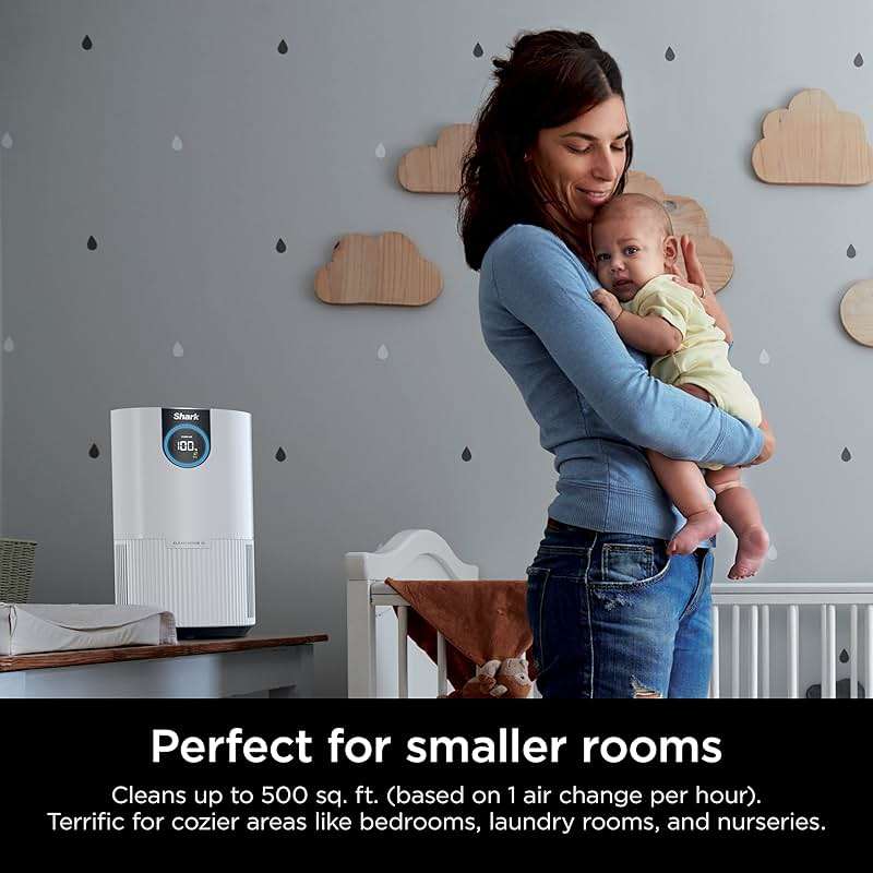 Shark Air Purifiers for Bedroom, Office, Dorm, Small Room, HEPA Air Filter, Odor Eliminator, Covers Up To 500 SQ FT, Air Filtration Removes Smoke, Dust, Allergens, Pet Dander, and Pollutants, HP102 - Image 3