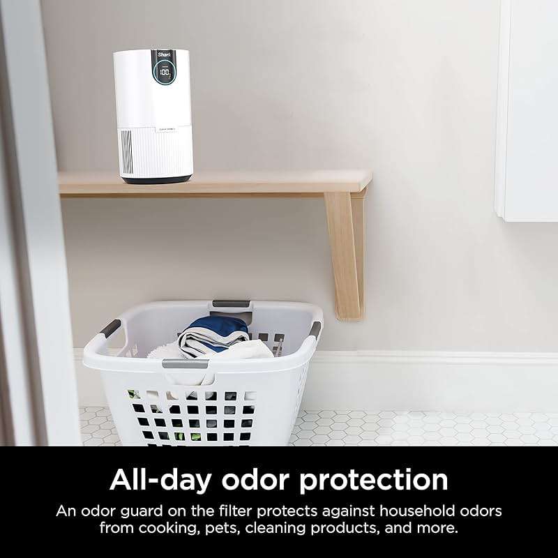 Shark Air Purifiers for Bedroom, Office, Dorm, Small Room, HEPA Air Filter, Odor Eliminator, Covers Up To 500 SQ FT, Air Filtration Removes Smoke, Dust, Allergens, Pet Dander, and Pollutants, HP102 - Image 9