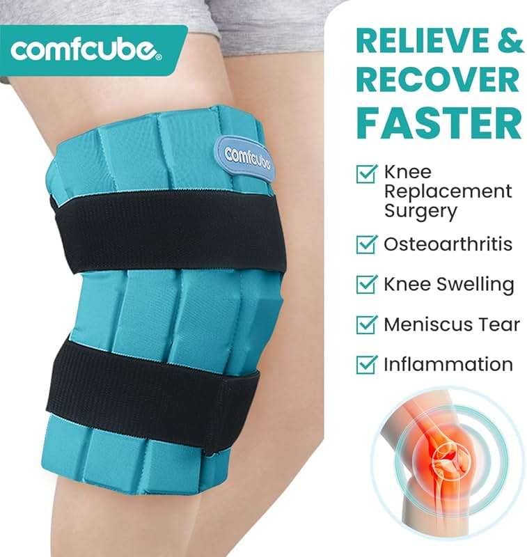 Comfcube Ice Pack for Knee Pain Relief, 2 Hours Long Lasting Cold Pack for Knee Injuries, Cold Therapy Flexible Ice Pack Wrap for Knee Replacement Surgery, Swelling, ACL, Meniscus Tear - Image 3