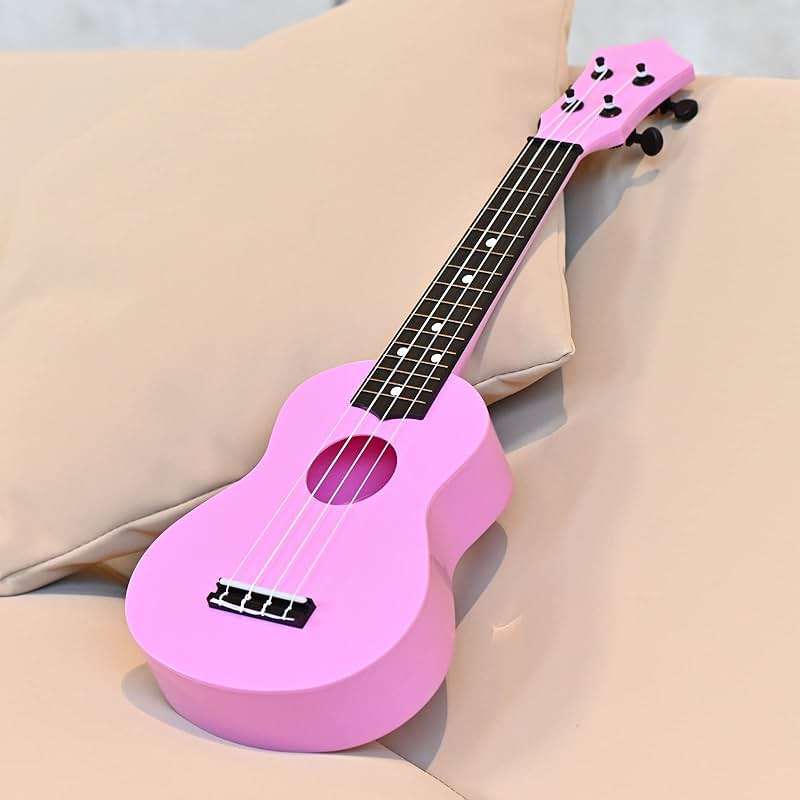 LIEKE Kids Ukulele 21 Inch Soprano Ukelele,Musical Instrument,Toy Ukulele Gift for Girls Children Beginners with Bag (Pink) - Image 2