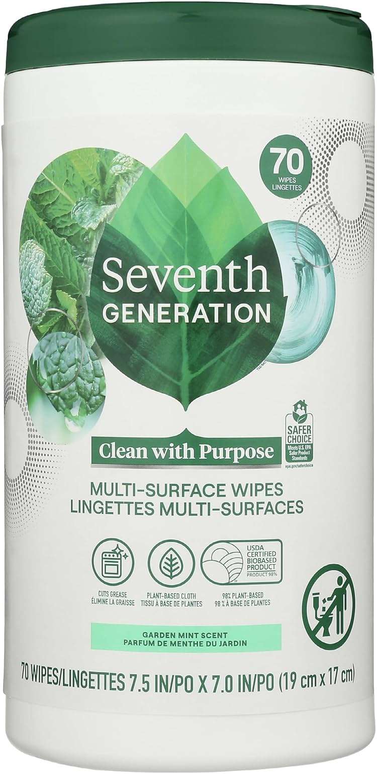 Seventh Generation Multi-Surface Wipes, Garden Mint Scented, 70 Count - Image 1