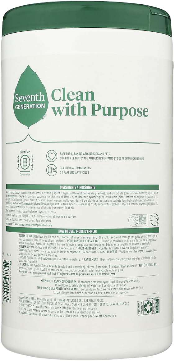 Seventh Generation Multi-Surface Wipes, Garden Mint Scented, 70 Count - Image 3