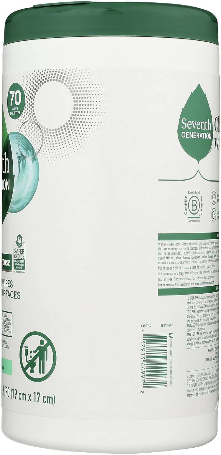 Seventh Generation Multi-Surface Wipes, Garden Mint Scented, 70 Count - Image 6