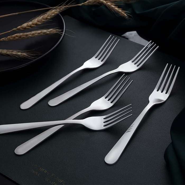 Unokit 24-Piece Stainless Steel Dinner Forks Silverware - 7.1 Inch Silver Dinner Forks Set of 24, Flatware Set for Home, Kitchen or Restaurant, Mirror Polished, Dishwasher Safe - Image 3