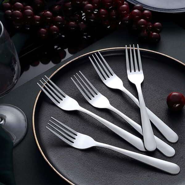 Unokit 24-Piece Stainless Steel Dinner Forks Silverware - 7.1 Inch Silver Dinner Forks Set of 24, Flatware Set for Home, Kitchen or Restaurant, Mirror Polished, Dishwasher Safe - Image 7