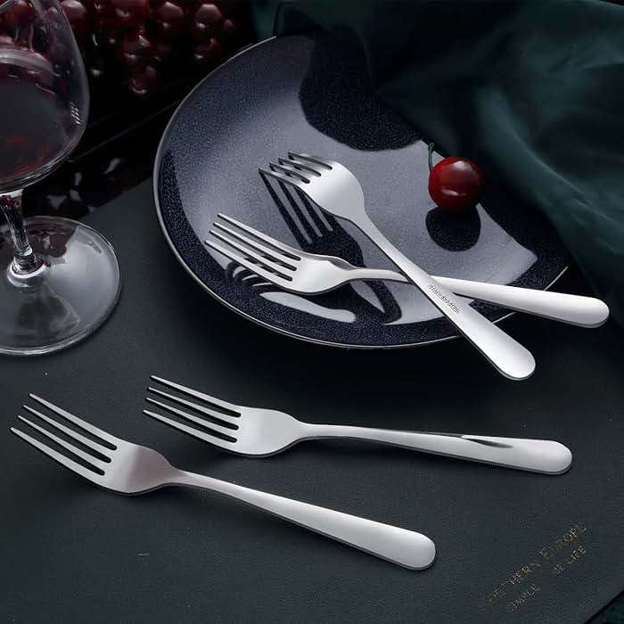 Unokit 24-Piece Stainless Steel Dinner Forks Silverware - 7.1 Inch Silver Dinner Forks Set of 24, Flatware Set for Home, Kitchen or Restaurant, Mirror Polished, Dishwasher Safe - Image 8