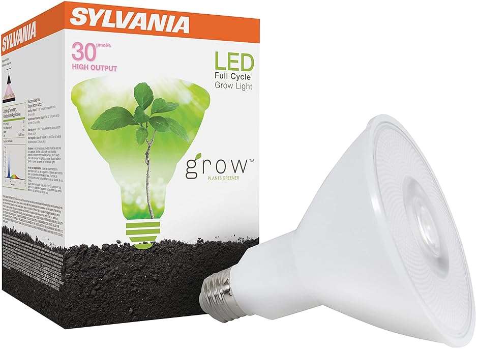 Sylvania Full Cycle 20W LED Grow Light Bulb, PAR38, 30 Micromoles/s, 80 CRI, Non-Dimmable, Frosted - 1 Pack (41268) - Image 1
