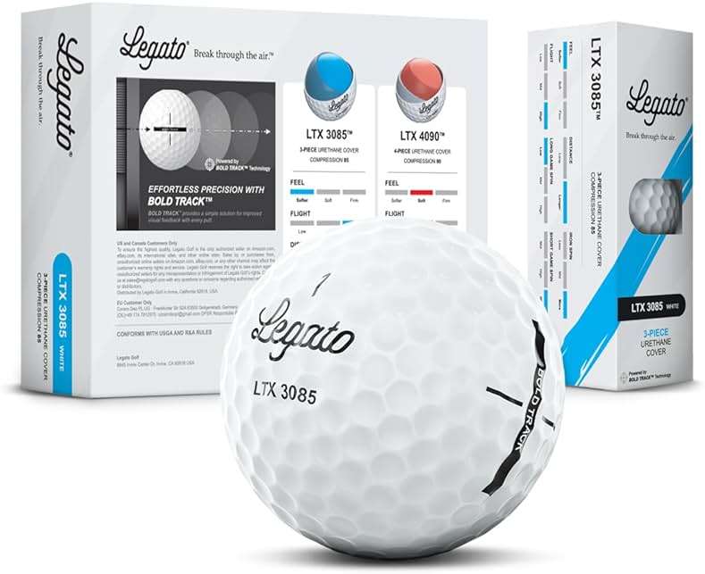 Legato Golf Balls LTX3085 | Maximized Distance with Soft Feel | 3 Piece | Urethane Cover | 85 Compression - Image 1