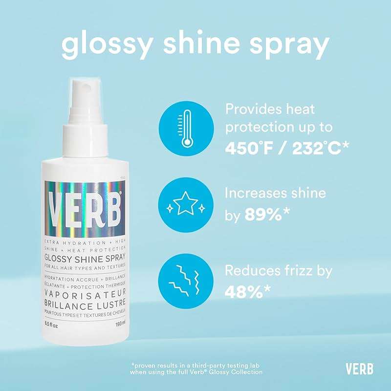 VERB Glossy Shine Spray - Moisturizing Heat Protection Hair Spray - Adds High Shine and Primes for Styling - Vegan, No Parabens or Harmful Sulfates - Image 3
