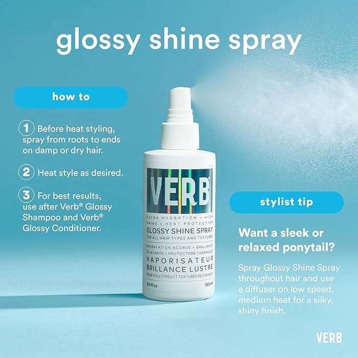 VERB Glossy Shine Spray - Moisturizing Heat Protection Hair Spray - Adds High Shine and Primes for Styling - Vegan, No Parabens or Harmful Sulfates - Image 5