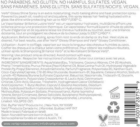 VERB Glossy Shine Spray - Moisturizing Heat Protection Hair Spray - Adds High Shine and Primes for Styling - Vegan, No Parabens or Harmful Sulfates - Image 10