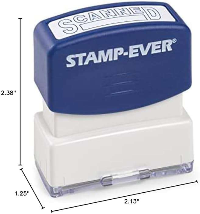 Stamp-Ever Pre-Inked Message Stamp – Scanned, Blue Ink – Impression Size: 9/16" x 1-11/16" - Image 2