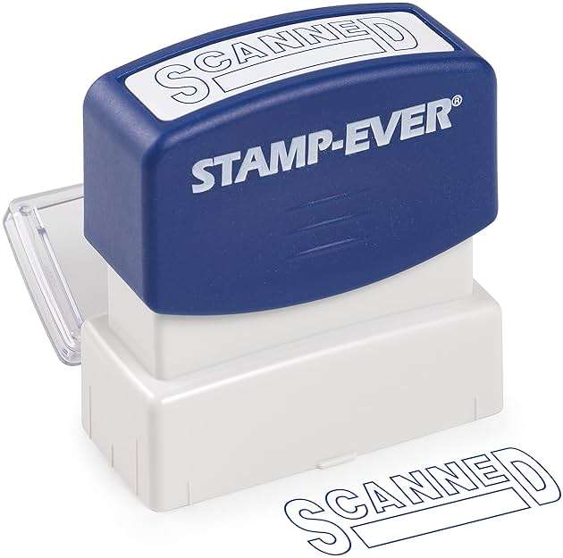 Stamp-Ever Pre-Inked Message Stamp – Scanned, Blue Ink – Impression Size: 9/16" x 1-11/16" - Image 4