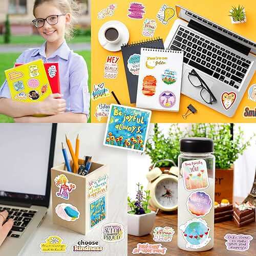 300PCS Motivational Sticker, Inspirational Words Stickers for Teens Adults Students Teacher Employees Vinyl Encouraging Positive Affirmation Stickers for Water Bottles Laptop Decals Scrapbook Journal - Image 5