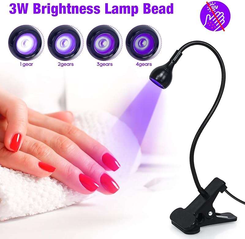AORAEM Nail Lamp LED Nail Manicure Light Nail Polish Curing Lamps with Black Gooseneck and Clamp for Gel Nails - Image 2