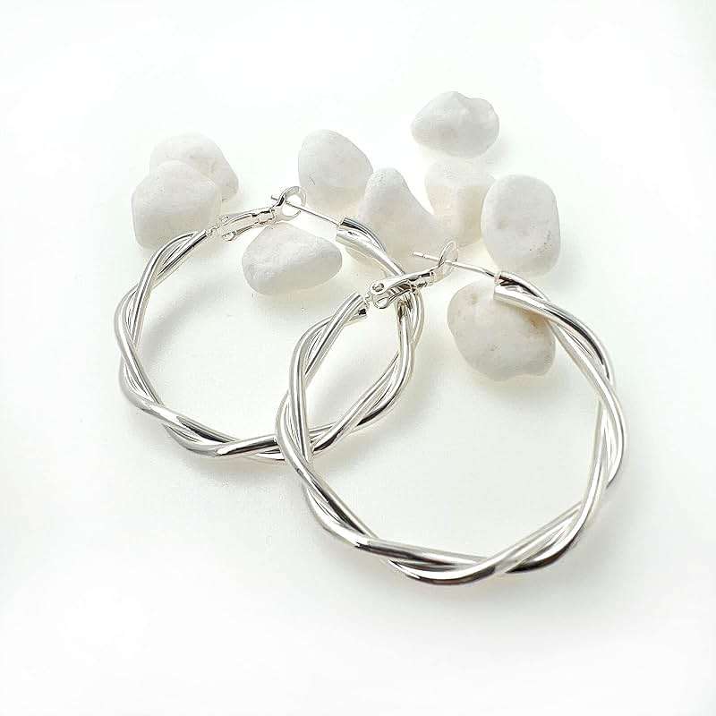 LULII Hoop Earrings for Women, 14K Gold Sterling Silver Chunky Twisted Hoops Earring Hypoallergenic Ear Jewelry - Image 3