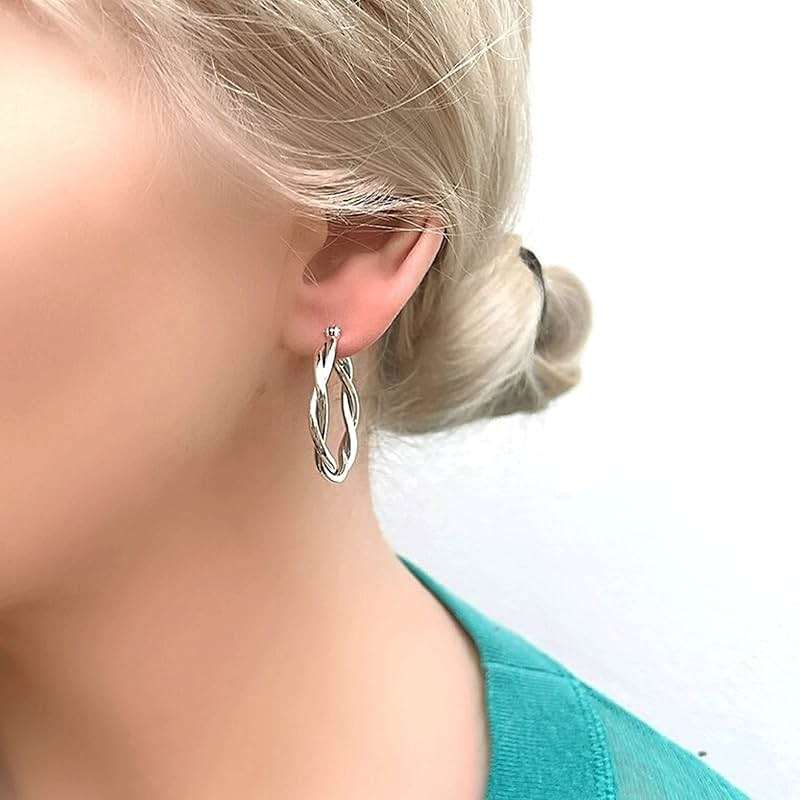 LULII Hoop Earrings for Women, 14K Gold Sterling Silver Chunky Twisted Hoops Earring Hypoallergenic Ear Jewelry - Image 5
