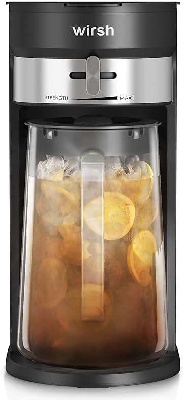 wirsh Iced Tea Maker with 3QT Pitcher, Iced Coffee Maker with Strength Control and Reusable Filter, Perfect For Iced Coffee, Latte, Tea, Lemonade, Flavored Water, Black - Image 8