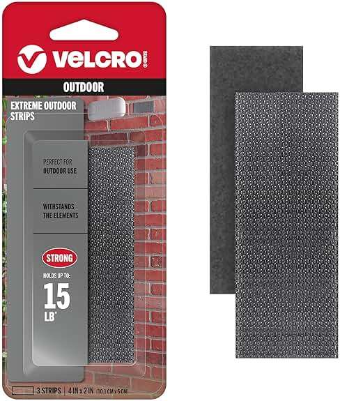 VELCRO Brand Industrial Strength Fasteners | Extreme Outdoor Weather Conditions | Heavy Duty Strength Holds up to 15 lbs | 4 x 2 inch Strips, 3 Sets, Titanium,VEL-30757-USA - Image 1