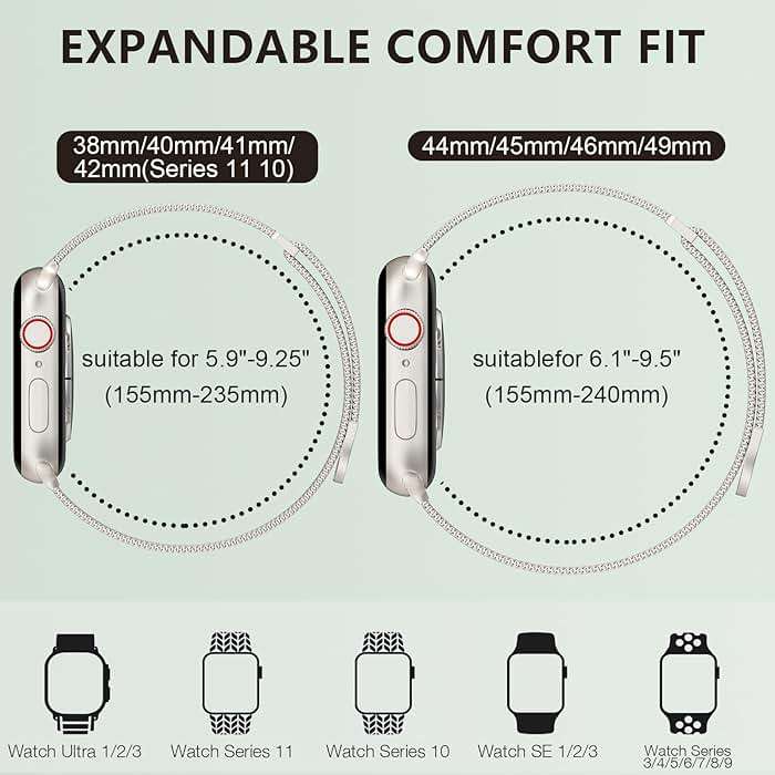 MARGE PLUS Compatible with Apple Watch Band 38mm 40mm 41mm 42mm 44mm 45mm 46mm 49mm Women Men, Stainless Steel Mesh Loop Magnetic Clasp Replacement for iWatch Series 11 10 9 8 7 6 5 4 SE3 SE2 Ultra 3 - Image 2