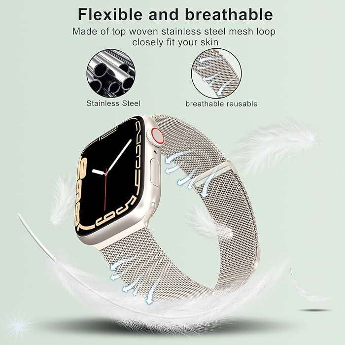 MARGE PLUS Compatible with Apple Watch Band 38mm 40mm 41mm 42mm 44mm 45mm 46mm 49mm Women Men, Stainless Steel Mesh Loop Magnetic Clasp Replacement for iWatch Series 11 10 9 8 7 6 5 4 SE3 SE2 Ultra 3 - Image 3