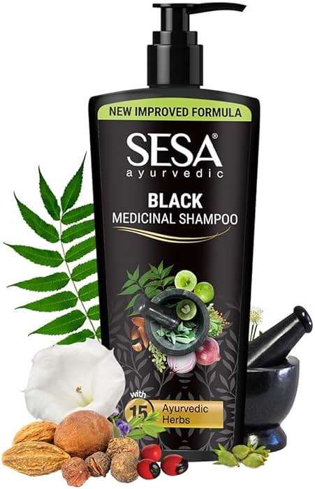 SESA Ayurvedic Medicinal Shampoo Hairfall Control Anti Dandruff Shampoo Infused with 17 Ayurvedic Herbs Smooth & Shiny Hair For Men & Women - 500 ml or 16.90 oz - Image 1