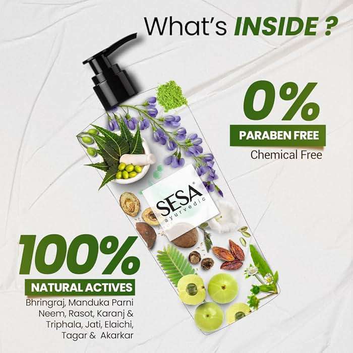 SESA Ayurvedic Medicinal Shampoo Hairfall Control Anti Dandruff Shampoo Infused with 17 Ayurvedic Herbs Smooth & Shiny Hair For Men & Women - 500 ml or 16.90 oz - Image 3