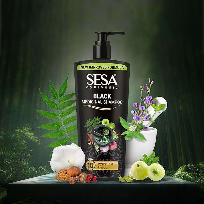SESA Ayurvedic Medicinal Shampoo Hairfall Control Anti Dandruff Shampoo Infused with 17 Ayurvedic Herbs Smooth & Shiny Hair For Men & Women - 500 ml or 16.90 oz - Image 6