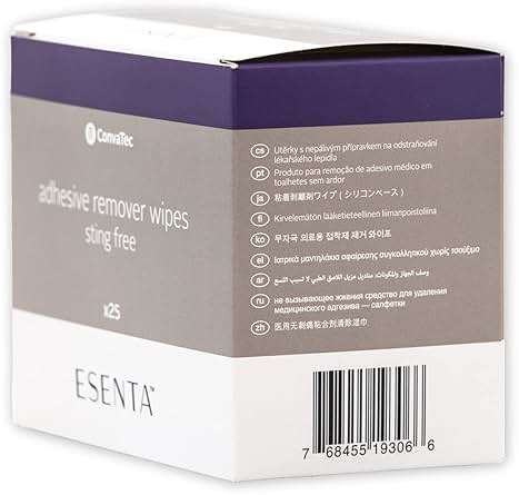 ConvaTec ESENTA Adhesive Remover Wipes for Around Stomas and Wounds, Sting Free, Alcohol Free, 25ct Box (Pack of 1) - Image 7