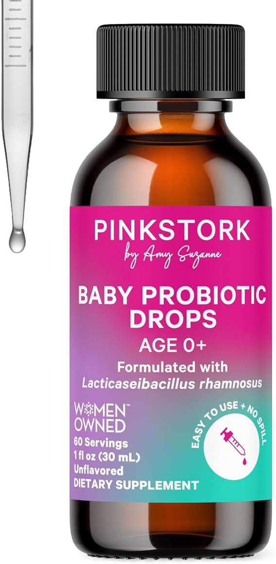 Pink Stork Baby Probiotic Drops, Newborn, Infant & Toddler Probiotics to Help Aid Digestion and Constipation Support, Newborn Essentials - 1 fl oz, 2 Month Supply - Image 1