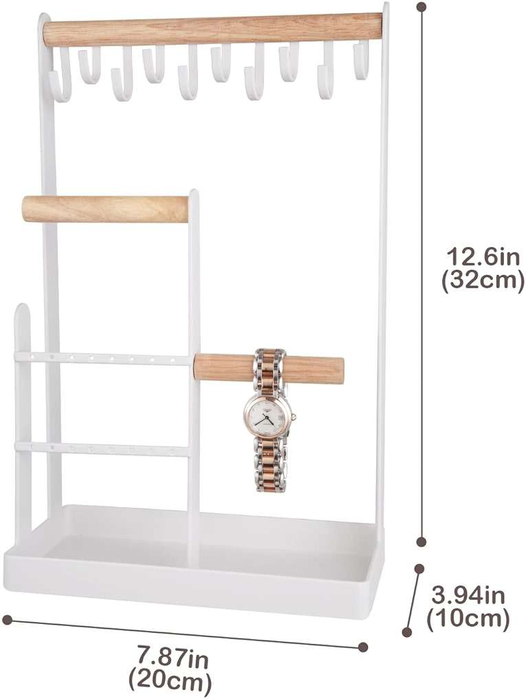 ProCase Cute Jewelry Stand, Aesthetic Jewelry Organizer for Dresser Vanity, Jewelry Holder Display for Necklaces Earrings, Gifts for Teen Girls Women, Bedroom Dorm Decor -Medium, White - Image 3