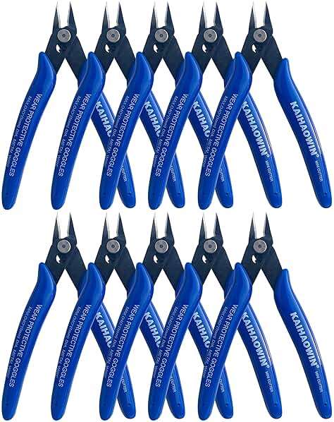 Small Wire Cutters 10 Pack- KAIHAOWIN 170 Wire Flush Cutters Wire Clippers Nippers Clean Cut Pliers Side Cutter Diagonal Cutting Pliers for Electronic Floral Heating Wire Model Sprue Soft Copper, Blue - Image 1