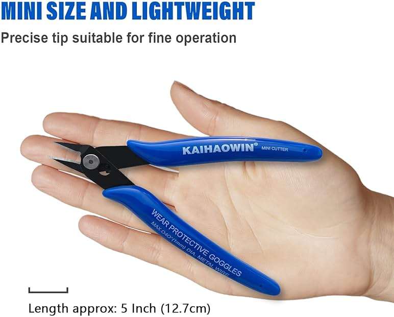 Small Wire Cutters 10 Pack- KAIHAOWIN 170 Wire Flush Cutters Wire Clippers Nippers Clean Cut Pliers Side Cutter Diagonal Cutting Pliers for Electronic Floral Heating Wire Model Sprue Soft Copper, Blue - Image 3
