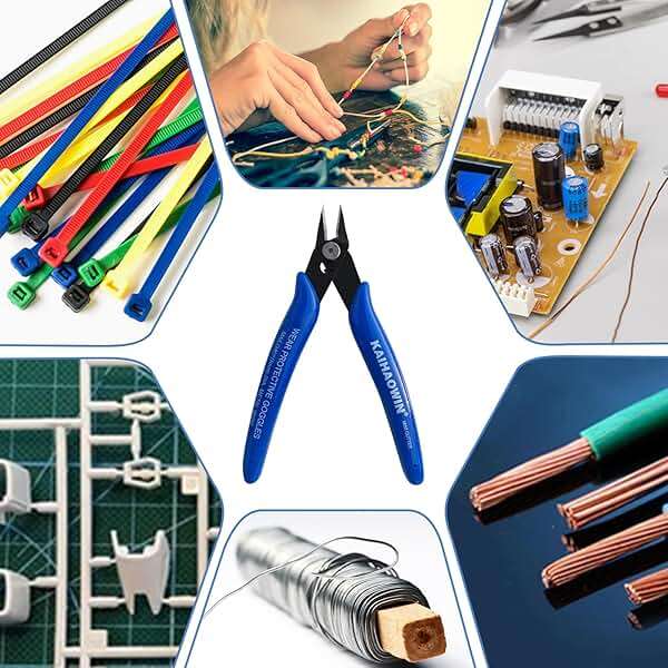 Small Wire Cutters 10 Pack- KAIHAOWIN 170 Wire Flush Cutters Wire Clippers Nippers Clean Cut Pliers Side Cutter Diagonal Cutting Pliers for Electronic Floral Heating Wire Model Sprue Soft Copper, Blue - Image 4