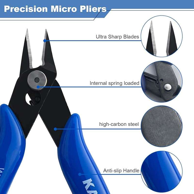 Small Wire Cutters 10 Pack- KAIHAOWIN 170 Wire Flush Cutters Wire Clippers Nippers Clean Cut Pliers Side Cutter Diagonal Cutting Pliers for Electronic Floral Heating Wire Model Sprue Soft Copper, Blue - Image 5
