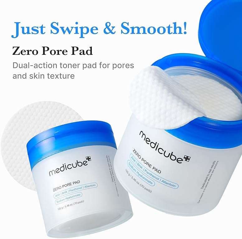 Medicube Zero Pore Pads 2.0, Dual-Textured Facial Toner Pads for Exfoliation and Pore Care with 4.5% AHA Lactic Acid & 0.45% BHA Salicylic Acid, Ideal for All Skin Types, Korean Skin Care (70 units) - Image 3