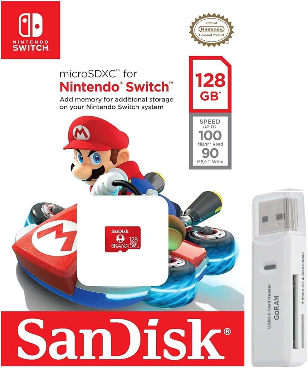 SanDisk 128GB MicroSD Nintendo Switch Memory Card for Switch & Lite SDSQXAO-128G Super Mario Design Bundle With (1) GoRAM Card Reader - Image 2