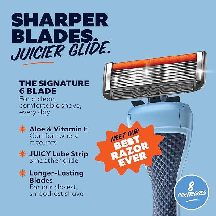 Dollar Shave Club | 6 Blade Razor Refills (8 Pack) | 6 Stainless Steel Blades for a Close & Comfortable Shave - Image 4