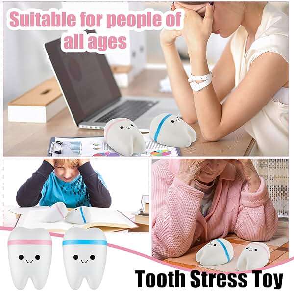 Hungdao 2 Pieces Jumbo Tooth Slow Rising Fake Tooth Anxiety Relieve Toy Dental Toys Dental Assistant Gifts for Stress Relief Teens, Adults(Classic) - Image 7