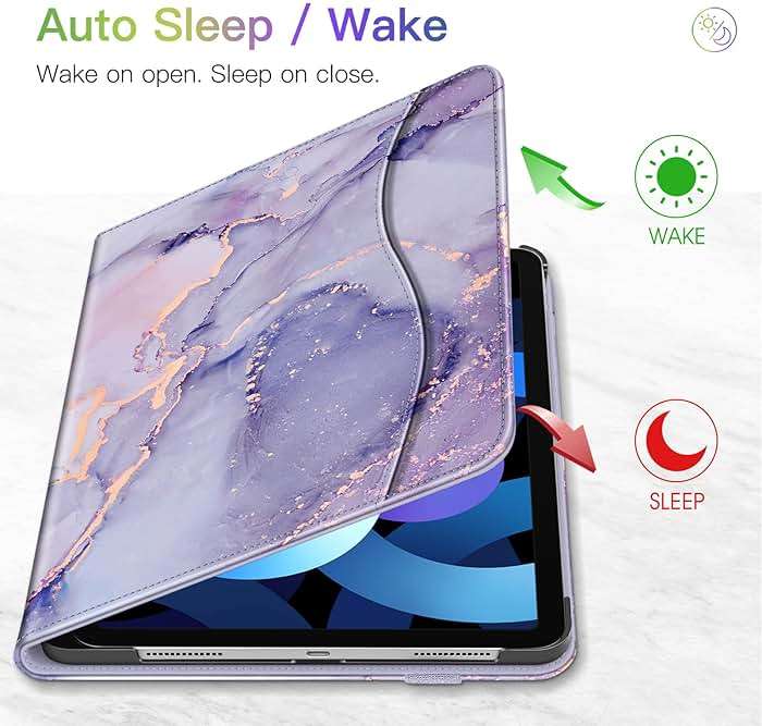 Fintie Case for iPad Air 11-inch M4/M3/M2 (2026/2025/2024), iPad Air 5th/4th Generation (2022/2020) 10.9 Inch, Multi-Angle Viewing Protective Cover with Pencil Holder & Pocket, Lilac Marble - Image 3