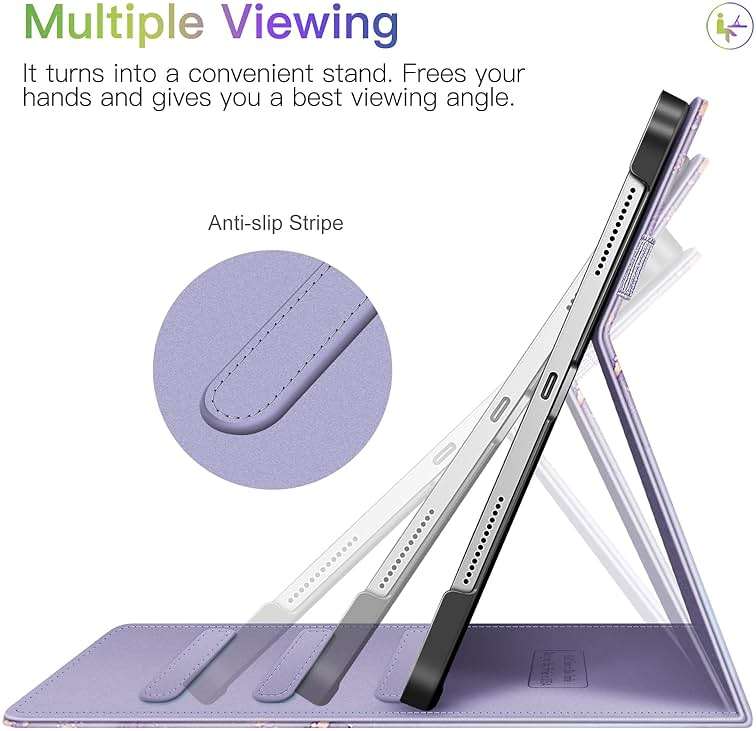 Fintie Case for iPad Air 11-inch M4/M3/M2 (2026/2025/2024), iPad Air 5th/4th Generation (2022/2020) 10.9 Inch, Multi-Angle Viewing Protective Cover with Pencil Holder & Pocket, Lilac Marble - Image 4